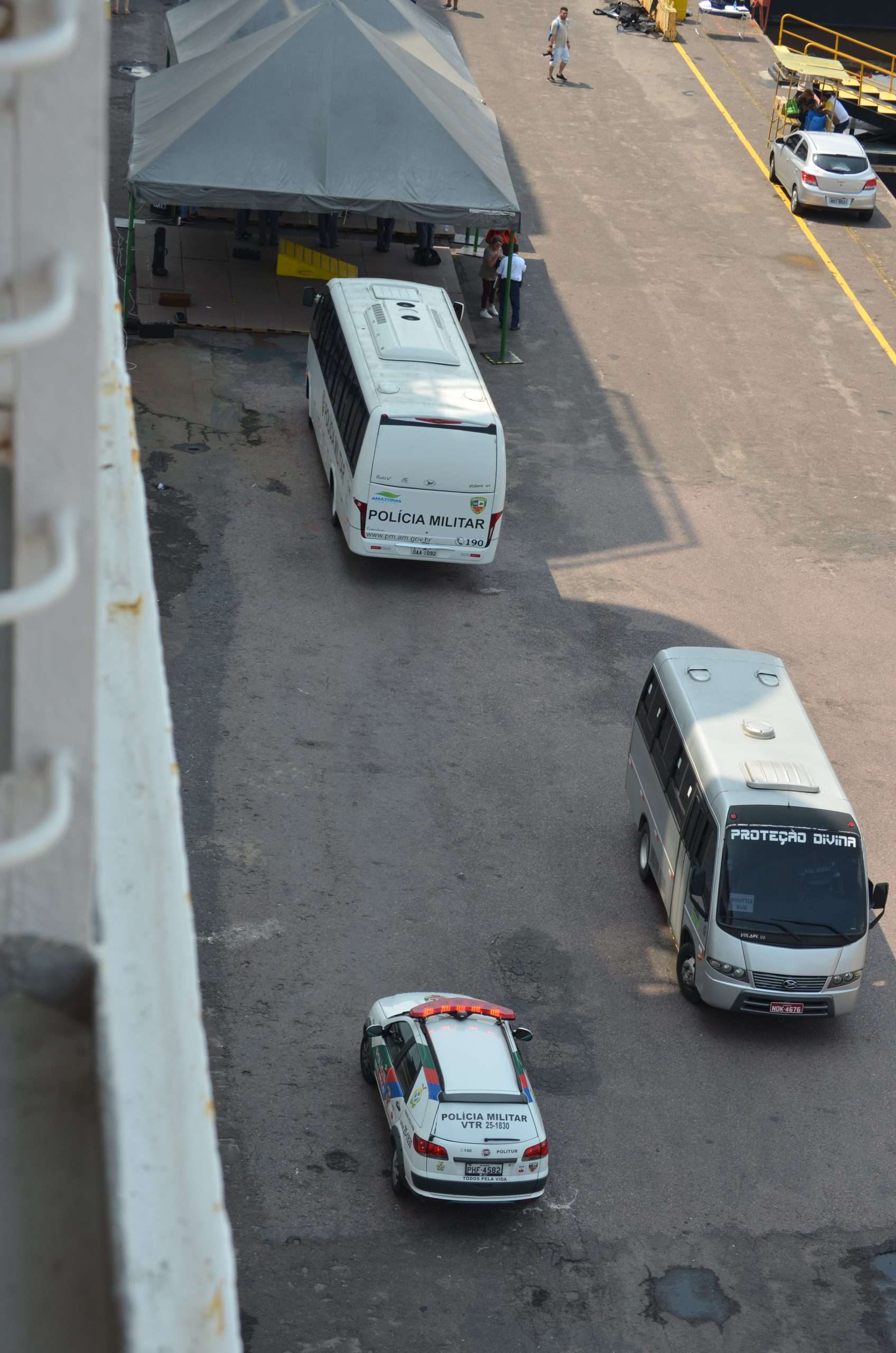 Military Police Manaus Amazon Brazil Fiat patrol car and bus